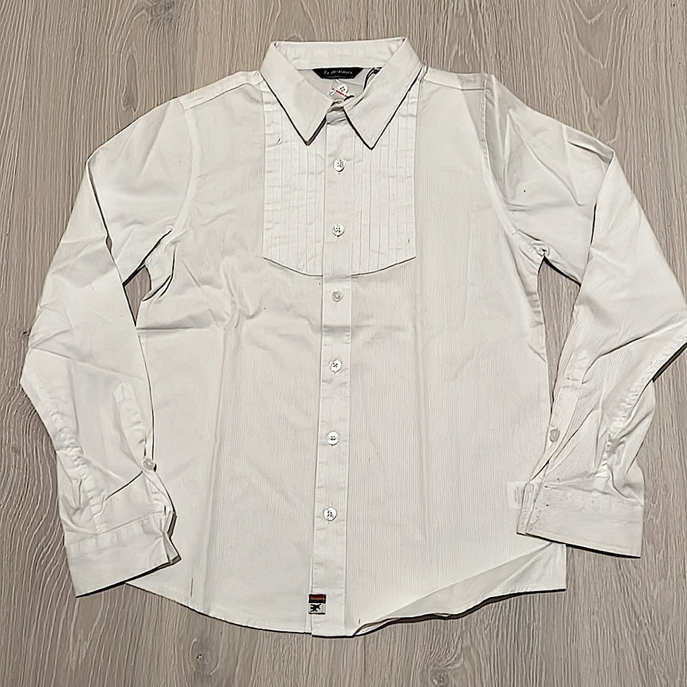 LA MINIATURA - White Tuxedo Cotton Dress Shirt Boys Size 14 - NWT